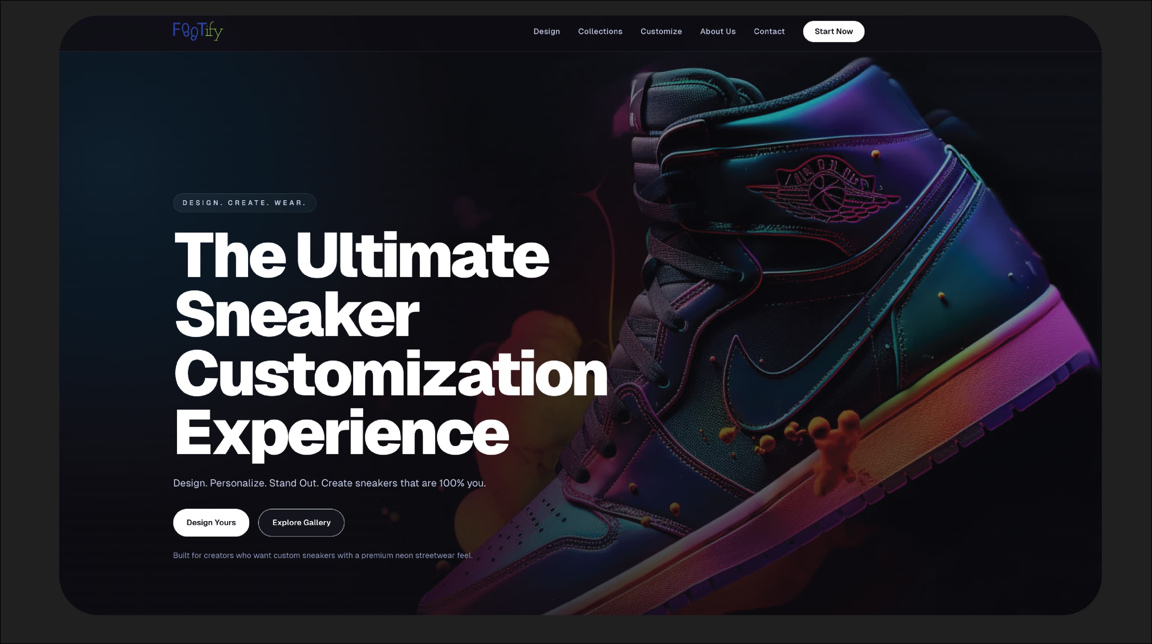 Footify sneaker customization website screenshot